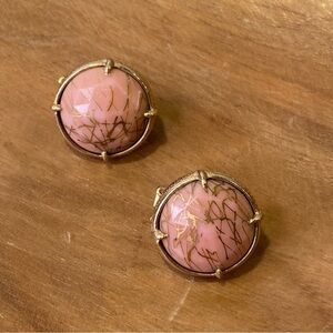 Hobe 1950's Pink & Gold Round Faceted Clip On Earrings